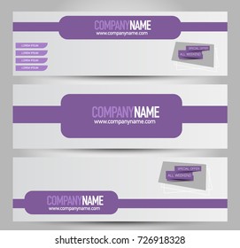 Banner template. Horizontal header. Abstract background for design,  business, education, advertisement. Purple color. Vector  illustration.