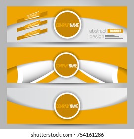 Banner template. Horizontal header. Abstract background for design,  business, education, advertisement. Orange color. Vector  illustration.
