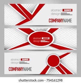 Banner template. Horizontal header. Abstract background for design,  business, education, advertisement. Red color. Vector  illustration.