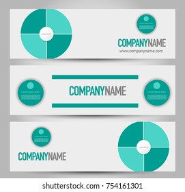 Banner template. Horizontal header. Abstract background for design,  business, education, advertisement. Green color. Vector  illustration.