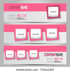 Banner template. Horizontal header. Abstract background for design,  business, education, advertisement. Pink color. Vector  illustration.