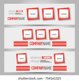 Banner template. Horizontal header. Abstract background for design,  business, education, advertisement. Orange color. Vector  illustration.