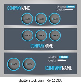 Banner template. Horizontal header. Abstract background for design,  business, education, advertisement. Blue color. Vector  illustration.