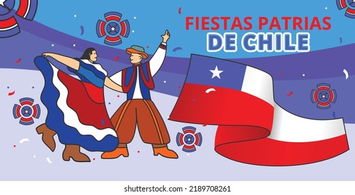 banner template illustration for the happy patrias independence event in Chile