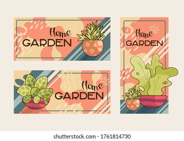 banner template with indoor plants
