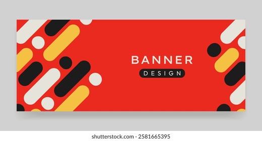 Banner template with interesting geometric lines and elements in vector.