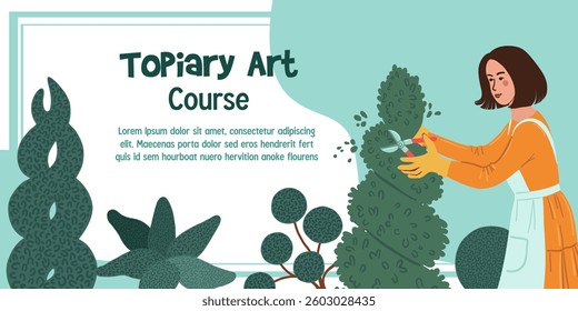 Banner template with invitation to topiary courses