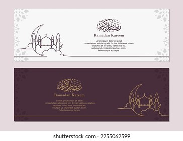 banner template with islamic theme. with illustrations of mosques