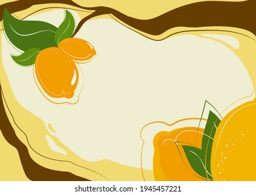Plantilla de banner con limones creciendo en la rama. Arte conceptual de cítricos.