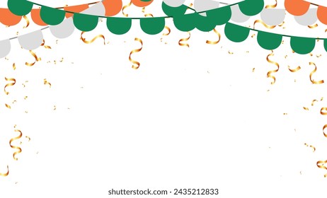 banner template National Indian holiday design or Ireland with bunting garland flag confetti ribbon surprise