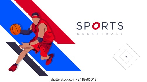 Banner template for national sports background of basketball matches. Design with the concept of celebrating National Sports Day.