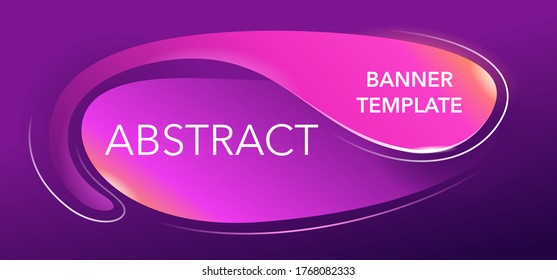 Banner template in Neon shine style with abstract amoeba-like elements for text place - purple vector layout