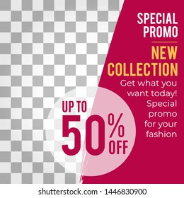 Banner template new collection for social media. Vector Illustration