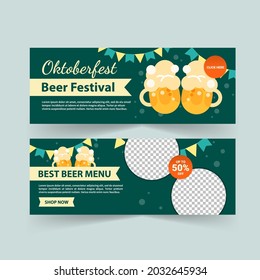 Banner template for oktoberfest. Banner vector for social media ads, web ads, business messages, discount flyers and big sale banners.