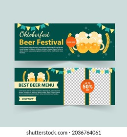 Banner template for oktoberfest. Banner vector for social media ads, web ads, business messages, discount flyers and big sale banners.