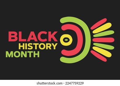 Banner template on black background, Black History Month, in traditional colors, holiday, African style