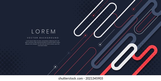 Banner template orange and white rounded shape geometric on dark blue background. You can use for ad, poster, template, business presentation. Vector illustration