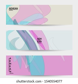 Banner template with pastel colored transparent overlapping shapes creating vector mixture of acrylic paint or watercolor effect. Marble texture flat colors simple organic shapes. Nature earth design.