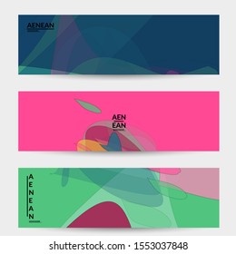 Banner template with pastel colored transparent overlapping shapes creating vector mixture of acrylic paint or watercolor effect. Marble texture flat colors simple organic shapes. Nature earth design.