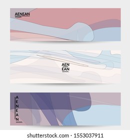 Banner template with pastel colored transparent overlapping shapes creating vector mixture of acrylic paint or watercolor effect. Marble texture flat colors simple organic shapes. Nature earth design.