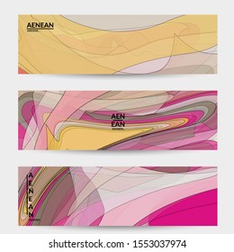 Banner template with pastel colored transparent overlapping shapes creating vector mixture of acrylic paint or watercolor effect. Marble texture flat colors simple organic shapes. Nature earth design.