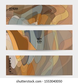 Banner template with pastel colored transparent overlapping shapes creating vector mixture of acrylic paint or watercolor effect. Marble texture flat colors simple organic shapes. Nature earth design.