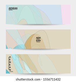 Banner template with pastel colored transparent overlapping shapes creating vector mixture of acrylic paint or watercolor effect. Marble texture flat colors simple organic shapes. Nature earth design.