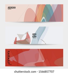 Banner template with pastel colored transparent overlapping shapes creating vector mixture of acrylic paint or watercolor effect. Marble texture flat colors simple organic shapes. Nature earth design.