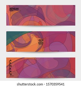 Banner template with pastel colored transparent overlapping shapes creating vector mixture of acrylic paint or watercolor effect. Marble texture flat colors simple organic shapes. Nature earth design.
