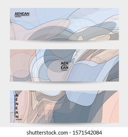 Banner template with pastel colored transparent overlapping shapes creating vector mixture of acrylic paint or watercolor effect. Marble texture flat colors simple organic shapes. Nature earth design.