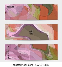 Banner template with pastel colored transparent overlapping shapes creating vector mixture of acrylic paint or watercolor effect. Marble texture flat colors simple organic shapes. Nature earth design.