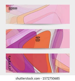 Banner template with pastel colored transparent overlapping shapes creating vector mixture of acrylic paint or watercolor effect. Marble texture flat colors simple organic shapes. Nature earth design.