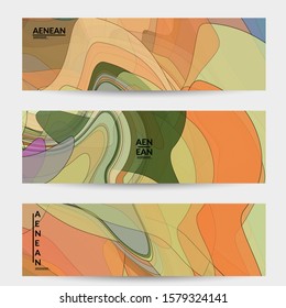 Banner template with pastel colored transparent overlapping shapes creating vector mixture of acrylic paint or watercolor effect. Marble texture flat colors simple organic shapes. Nature earth design.