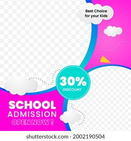 Plantilla de carteles imagen reemplazar plantilla de admisión escolar 30% de descuento mejor para promoción de medios sociales y sitios web