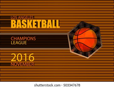 Banner template, polygon basketball striped background. Vector illustration of sports. EPS file is layered.