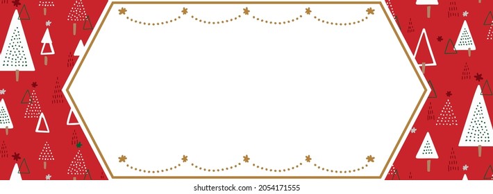 banner template with red decorative trees' pattern