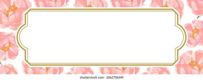 banner template with romantic peonies' pattern