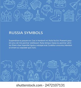 Banner template with Russian traditional symbols and place for text. Vector illustration.