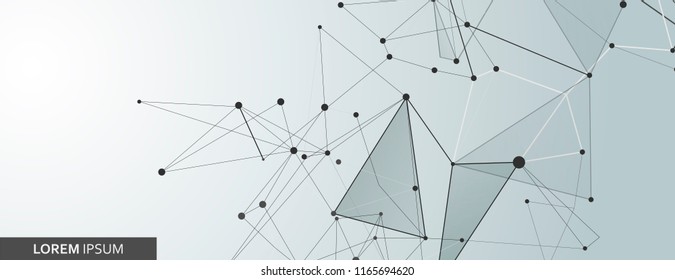 Banner template for science and technology with connect lines and dots