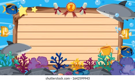 Banner template with sea creatures under the sea illustration