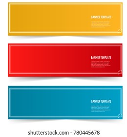 banner template set with shadow isolated on white background