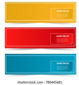 banner template set with shadow isolated on white background