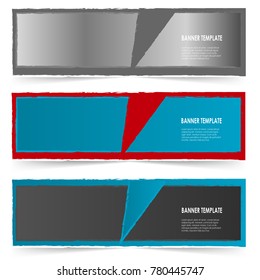 banner template set with shadow isolated on white background