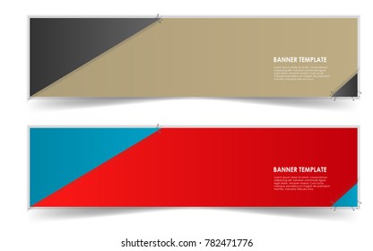 banner template set vector with shadow and isolated on white background
