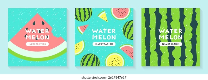 Conjunto de Plantilla de Anuncio con ilustración de sandía