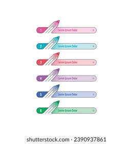 banner template with six steps pen. pencil banner set. banner template for book, education world