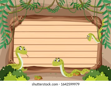 Banner template with snakes in the jungle background illustration