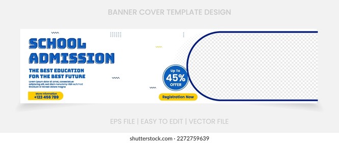 banner template social media school admission cover design.