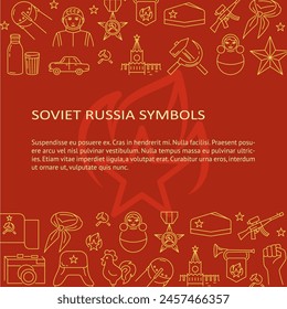 Banner template with Soviet Russia symbols and place for text. Vector illustration.