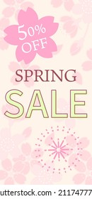 Banner template for Spring Sale (background illustration of cherry blossom pattern)